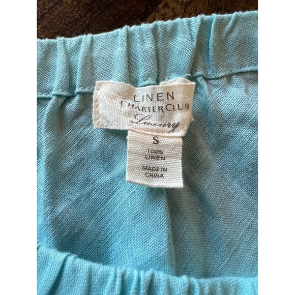 Charter Club Aqua Blue Knee Length Linen Pull On Skirt Tiered Small - Picture 4 of 6